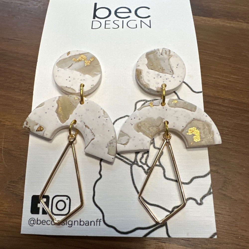 Gold and stone earrings